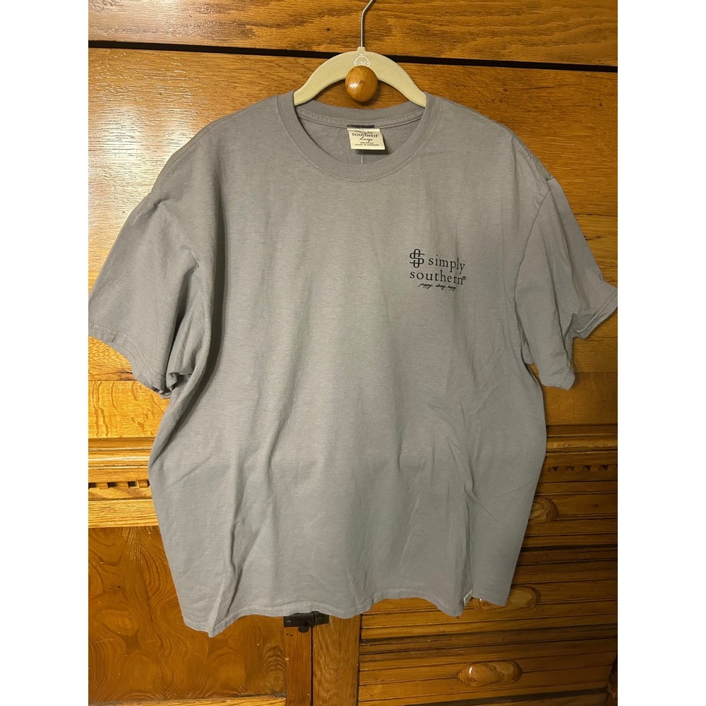 Simply Southern Preppy Beachy Dove Gray Snakeskin Logo Graphic T-Shirt Large NEW